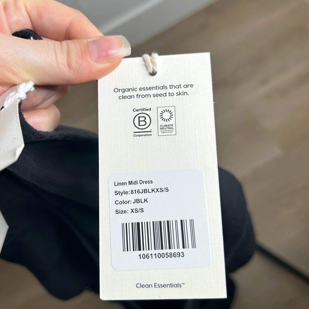 NWT MATE The Label 100% Organic Linen Black Tunic Short Sleeve Midi Dress - Picture 13 of 16